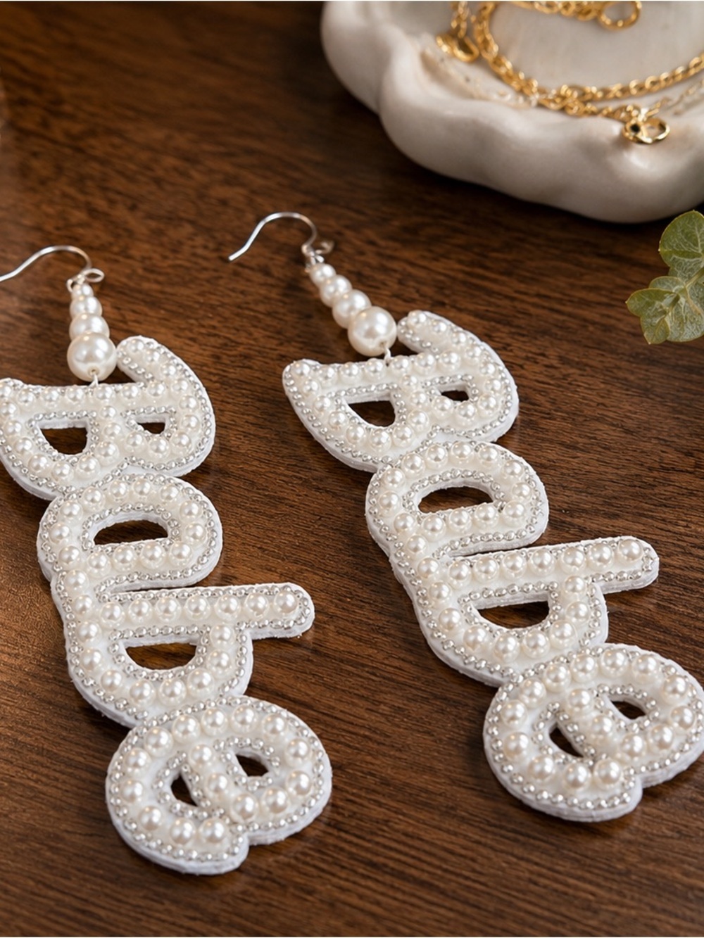 White Pearl “Babe” Statement Dangle Earrings | Glam & Trendy